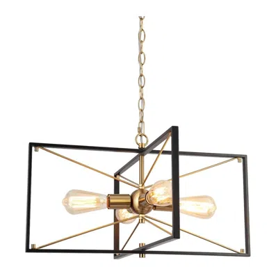 L.n.c. 4-light Matte Black And Plating Brass Chandeliers With