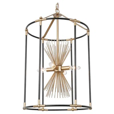 L.n.c. 4-light Matte Black And Satin Gold Cage Chandeliers