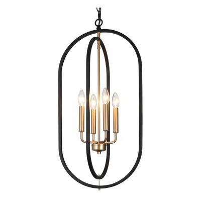L.n.c. 4-light Matte Black And Satin Gold Chandeliers