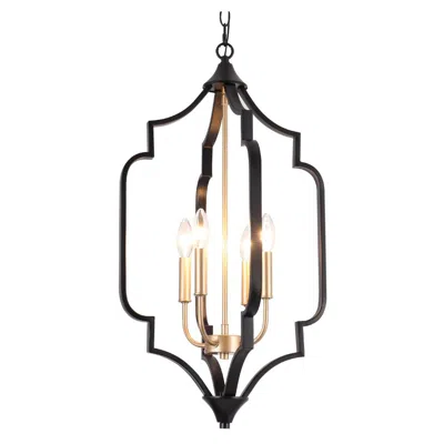 L.n.c. 4-light Matte Black And Satin Gold Chandeliers