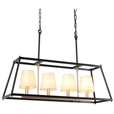 L.n.c. 4-light Matte Black And Satin Gold Island Lamp In Multi