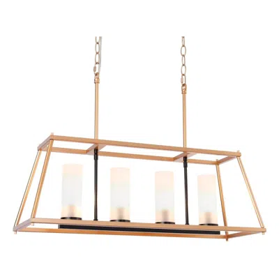 L.n.c. 4-light Matte Black And Satin Gold Island Lamp With Frosted Glass