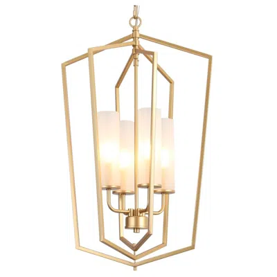 L.n.c. 4-light Matte Gold Chandeliers With Frosted Glass
