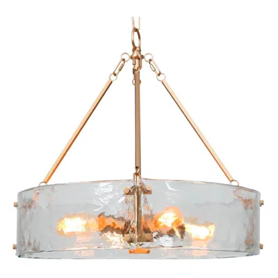 L.n.c. 4-light Satin Gold Chandeliers With Ripple Glass