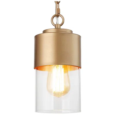 L.n.c. 5" Wide Dark Gold Metal Cylinder Pendant Light