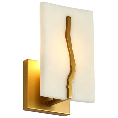 L.n.c. 5.5" Wide Brass And Imitation Marble Flakes Sconces