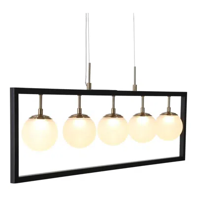 L.n.c. 5-light Black And Brass Ball Led Island Lamp With Frosted Glass In White