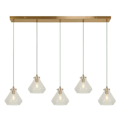 L.n.c. 5-light Brass Island Lamp With Glass