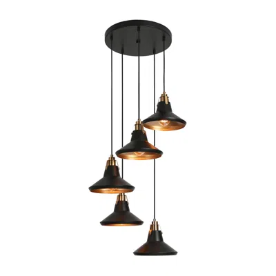 L.n.c. 5-light Matte Black And Plating Brass Chandeliers