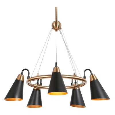 L.n.c. 5-light Matte Black And Plating Brass Chandeliers