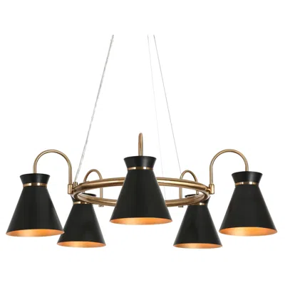 L.n.c. 5-light Matte Black And Plating Brass Chandeliers