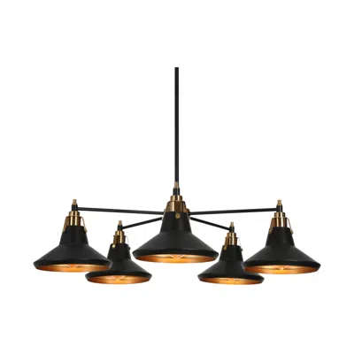 L.n.c. 5-light Matte Black And Plating Brass Chandeliers