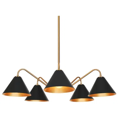 L.n.c. 5-light Matte Black And Plating Brass Chandeliers