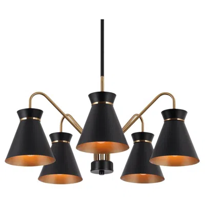 L.n.c. 5-light Matte Black And Plating Brass Chandeliers