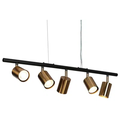 L.n.c. 5-light Matte Black And Plating Brass Island Lamp