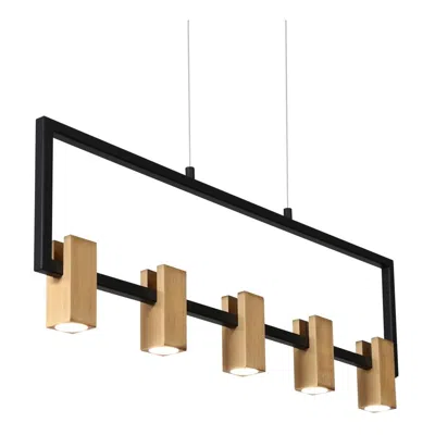 L.n.c. 5-light Matte Black And Plating Brass Island Lamp Led
