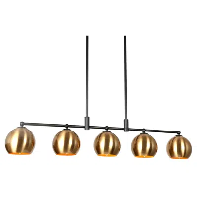 L.n.c. 5-light Matte Black And Plating Brass Metal Ball Island Lamp In Gold