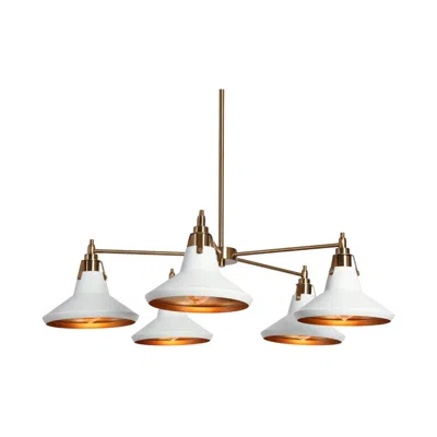 L.n.c. 5-light Matte White And Plating Brass Chandeliers