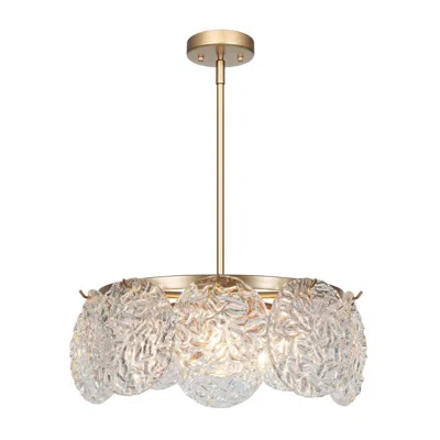 L.n.c. 5-light Satin Gold Chandeliers With Ripple Glass