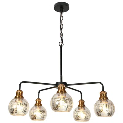L.n.c. 5-lights 28.3"w Black Brass Chandelier