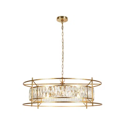 L.n.c. 6-light Aged Gold Leaf Chandelier With Crystal