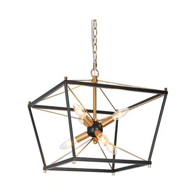 L.n.c. 6-light Matte Black And Plating Brass Chandeliers
