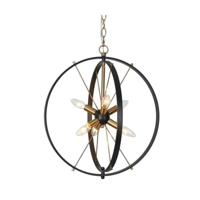 L.n.c. 6-light Matte Black And Plating Brass Chandeliers