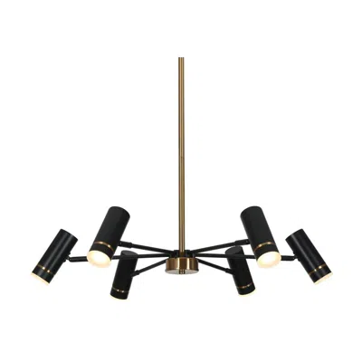 L.n.c. 6-light Matte Black And Plating Brass Chandeliers Led