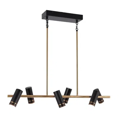 L.n.c. 6-light Matte Black And Plating Brass Island Lamp Led