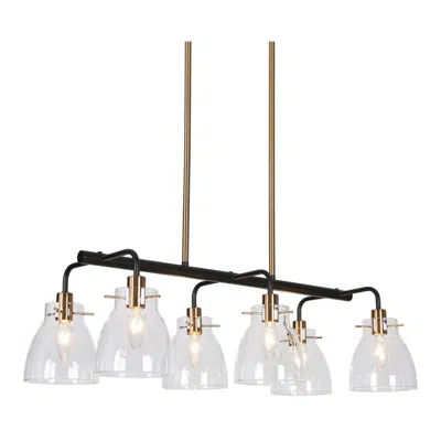 L.n.c. 6-light Matte Black And Plating Brass Island Lamp With Clear Glass In White