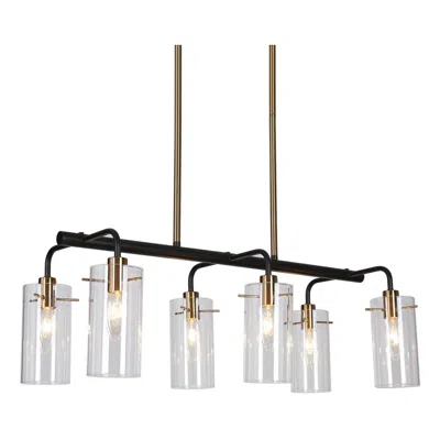 L.n.c. 6-light Matte Black And Plating Brass Island Lamp With Clear Glass
