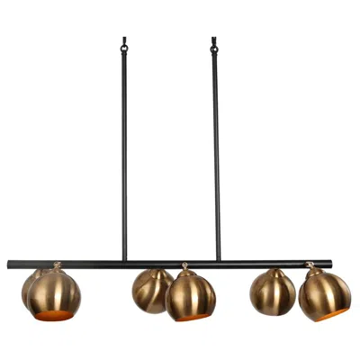 L.n.c. 6-light Matte Black And Plating Brass Metal Ball Island Lamp