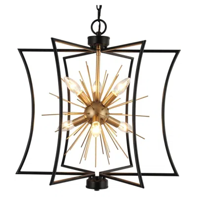 L.n.c. 6-light Matte Black And Satin Gold Chandeliers