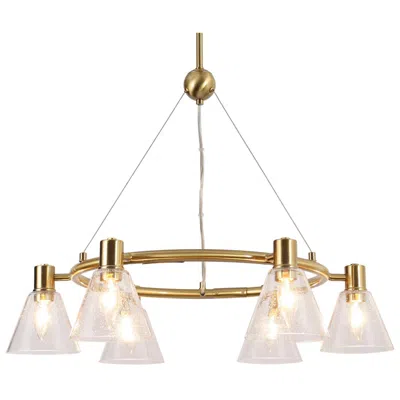 L.n.c. 6-lights 26.8"w Modern Ring Electroplated Cooper Chandelier In Gold