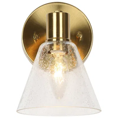 L.n.c. 7.1" High Brass Bell-shaped 1-light Wall Sconce With Clear Glass Shade In Gold