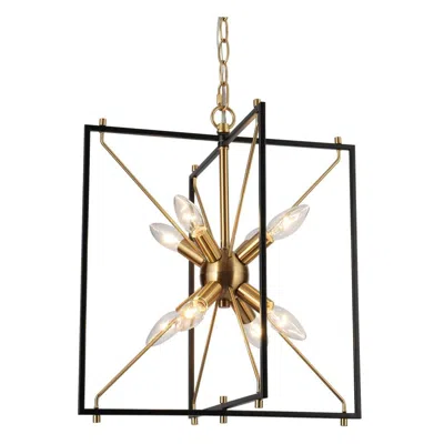L.n.c. 8-light Matte Black And Plating Brass Chandeliers In Gold