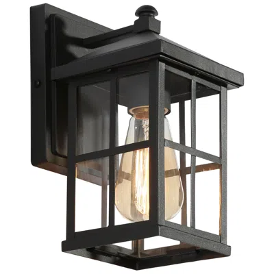 L.n.c. Acbolomew 10" High Textured Black Outdoor Wall Light