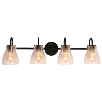 L.n.c. Aidtyrtm 30 3/4" Wide Black Brass Metal 4-light Bath Light