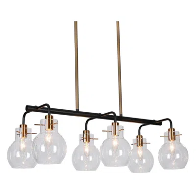 L.n.c. Aiglitis 28" Wide Black And Brass 6-light Island Chandelier
