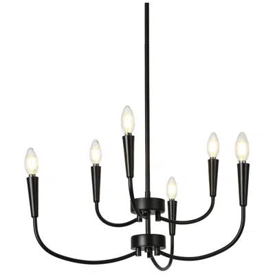 L.n.c. Altris 24" Wide Black 6-light Candle Chandelier