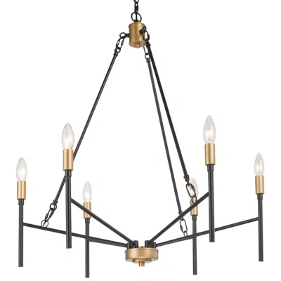 L.n.c. Altris 27" Wide 6-light  Mixed Metal Black Gold Candelabra Chandelier