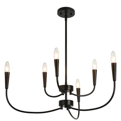 L.n.c. Altris 30" Wide Black 6-light Candle Chandelier