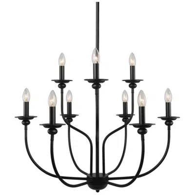 L.n.c. Altris 30" Wide Black 9-light 2-tier Candle Chandelier