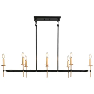 L.n.c. Altris 49.2" Wide Black Gold 8-light Candle Island Chandelier