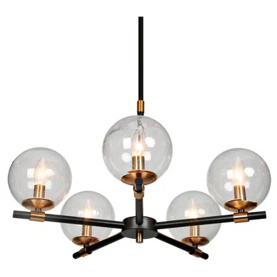 L.n.c. Amaryllis 22"w Black And Plating Brass 5-light Chandelier