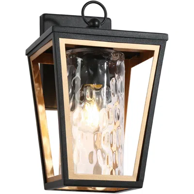 L.n.c. Aotelas 8.3" High Black And Gold Glass Outdoor Wall Light