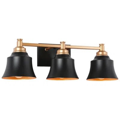 L.n.c. Aphrocallistes 22 3/4"w Black And Gold 3-light Bath Light