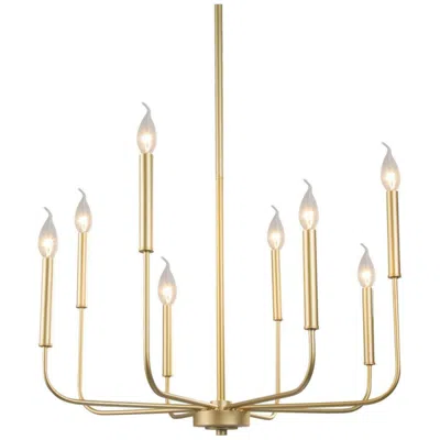 L.n.c. Arlin 26" Wide Gold 8-light Candelabra Arm Chandelier