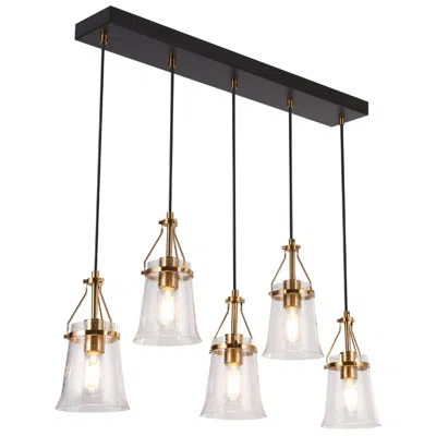 L.n.c. Auisre 5-light Gold Linear Glass Shade Chandelier