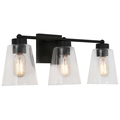 L.n.c. Black Bar Clear Glass 3-light Bath Light